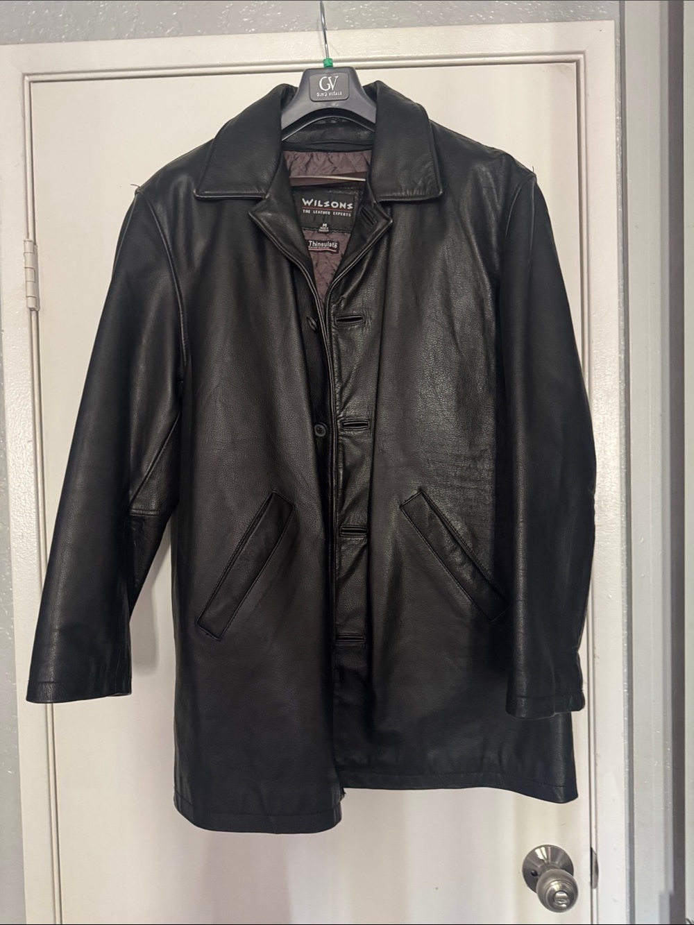 Wilson Black Leather Trench Coat for Men